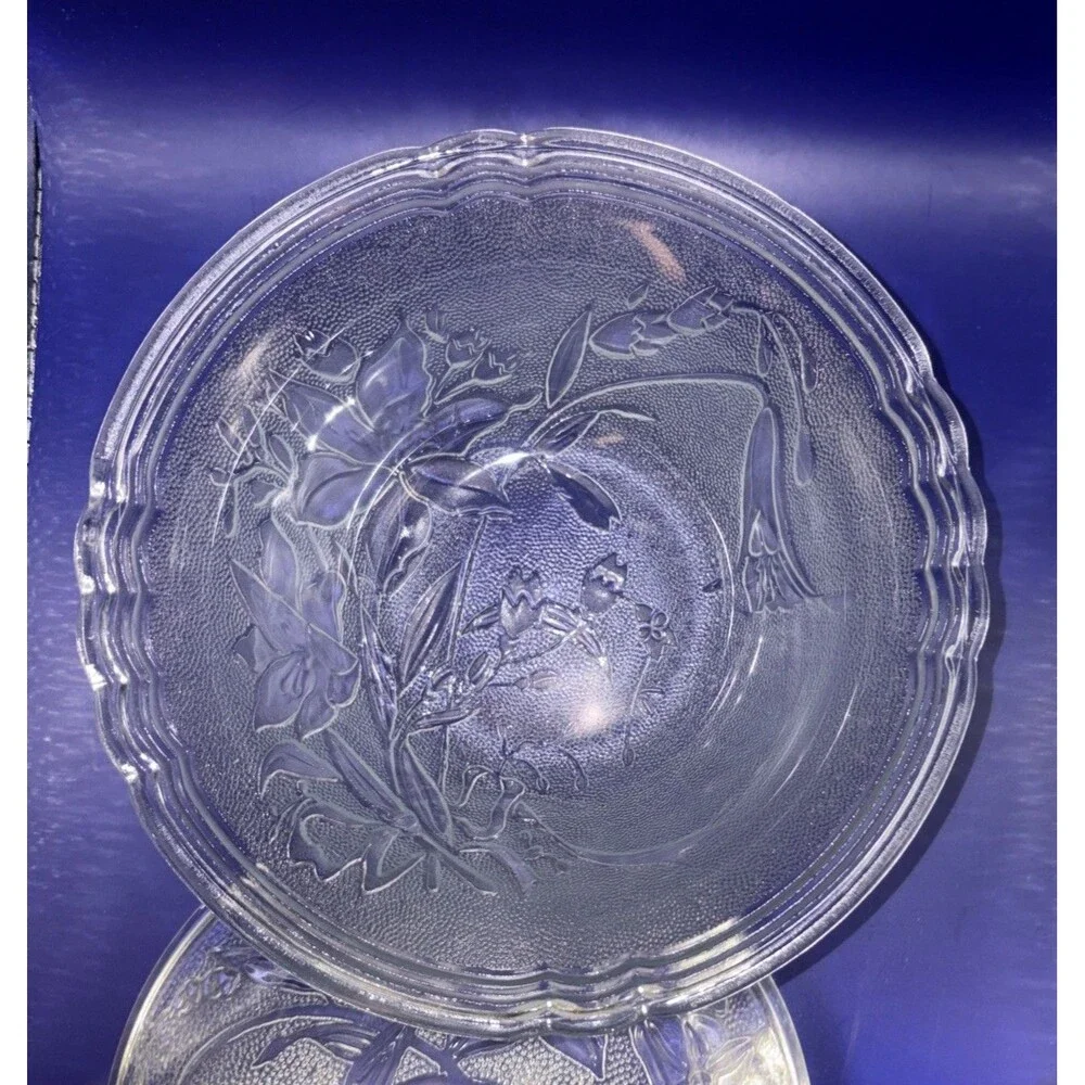 Vintage Frosted Iris Clear Glass Lidded Candy Dish - Attributed KIG Indonesia